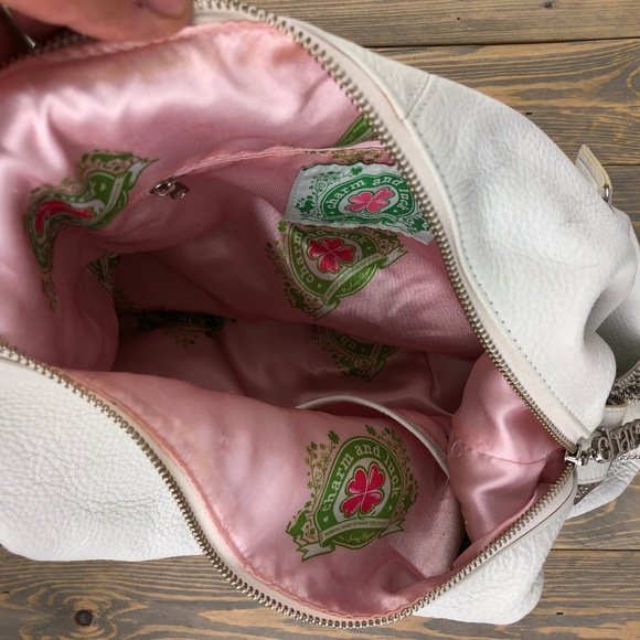 Charm and Luck Bags Charm And Luck Purse Tote White Pebble Leather